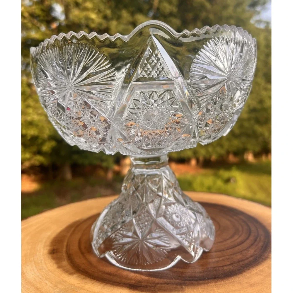 Antique 1906 US Glass Regal Oklahoma EAPG Pedestal Compote Bowl 8.25